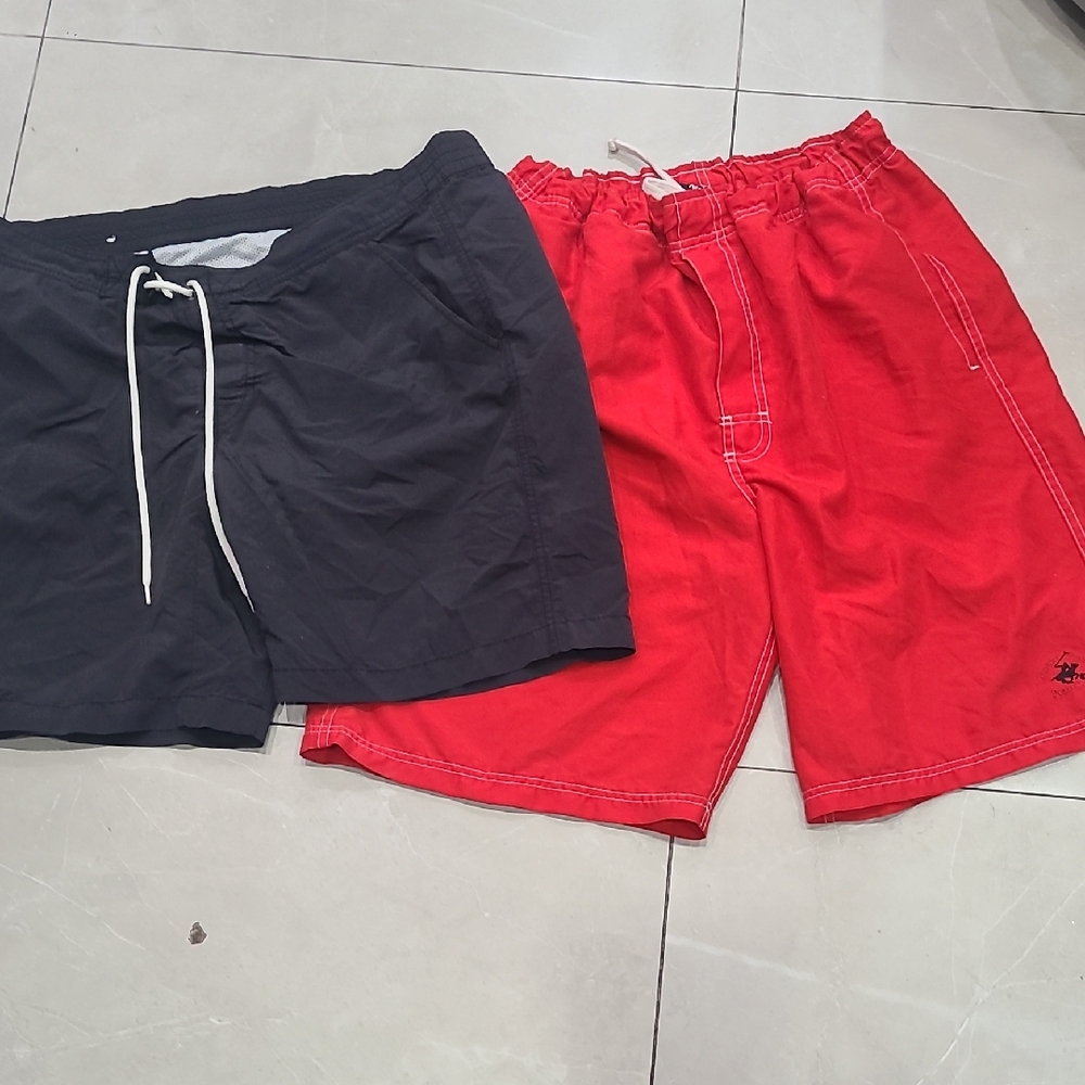 Beverly Hills Polo Club Black and Red Board Shorts